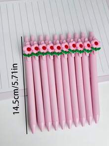 6pcs Random Minimalist Valentine's Day Theme Retractable Ballpoint Pens, Pink Floral Stickers, Gifts, Office Pens, Writing Pens, Correction Tools, Back To School Stationery, Exam Pens, Teaching Pens, Party Favors, Surprise Gifts - Multicolor - View 2