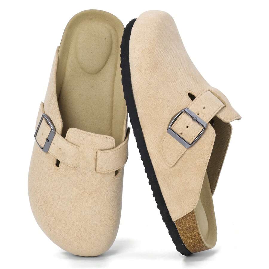 Summer Outdoor Walking Travel Shoes For Women Stylish And Versatile Slippers Flats Shoes With Comfort Cork Footbed For Outdoor Comfort And Elegance Slides Shoes Sandals For Women Flats - Màu be - Xem 1
