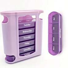 1PC 7 Days A Week Medicine Box 28 Square Pill Storage Plastic Medicine Storage Family Travel Moisture-Proof Medicine Box - Màu tím - Xem 1