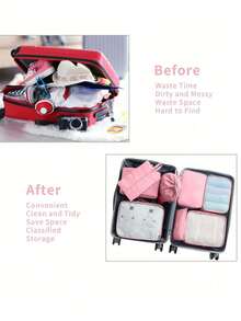 7/1pc Large Capacity Travel Organizer Bags, Multi-Purpose Sorting Storage Bags For Clothes And Personal Care Items, Super Organizing Power, Space Saving, Dust-Proof Storage Bags, Lightweight Travel Packing Cubes, Easy To Pack And Carry