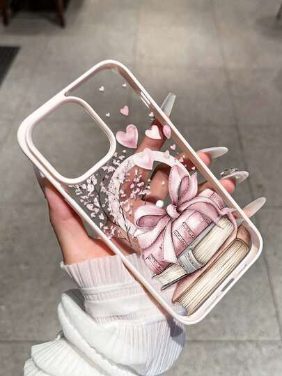 Ốp lưng điện thoại màu hồng có nam châm hình sách, cành cây và trái tim, tương thích với Samsung S24/S25/S23 dòng S và A55/A15/A15 dòng A, Apple 17, 16 Pro Max, 14, 13, 12, 11 Pro Max, XS Max, X, XR, 8, 7, Plus, Mini. Thích hợp làm quà sinh nhật, quà cho bạn gái, bạn trai hoặc sử dụng cá nhân.