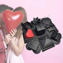 Explosion Trap Surprise Photo Album Gift Box, DIY Heart-Shaped Scrapbook Photo Box, Suitable For Birthday, Anniversary, Wedding, Valentine's Day Surprise Gift (Black) - Multicolor - View 7