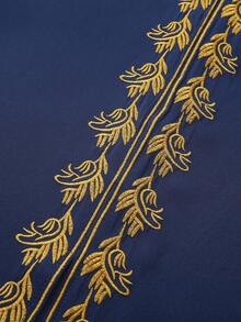 男士传统服饰 - 非洲男士两件套，长袖刺绣奢华西装，男士休闲度假装 - 藍色 - 查看 7