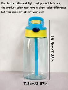 1PC 480ML Cartoon Cute Creative Plastic Mug, High Temperature Resistant Drop-Proof Straw Cup Duckbill Cup, Modern Colour Block Lightweight Portable Water Bottle, Suitable For Outdoor Sports, Travel And Tourism, Back-To-School Supplies - Multicolor - View 3