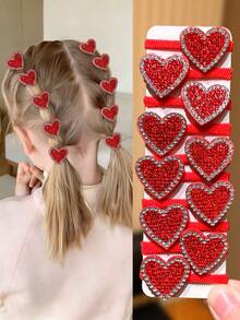 10 Peças Conjunto de Acessórios de Cabelo para o Dia dos Namorados, Scrunchies de Cabelo em Forma de Coração, Presilhas Elásticas de Cabelo com Strass, Anéis de Cabelo em Forma de Coração Fofos, Decorações de Cabelo para Adolescentes, Acessórios de Cabelo para o Dia dos Namorados, Scrunchies de Cabelo Multicoloridos com Elementos de Amor do Dia dos Namorados, Acessório de Cabelo Perfeito para o Dia dos Namorados como Presente para Meninas Adoráveis, Adequado para Uso Diário e Combinação em Fotos, Design Simples e na Moda, Dia dos Namorados para Adolescentes, Dia dos Namorados para Melhores Amigas - Multicolorido - Visão 9