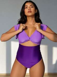 Women's Comfortable One Piece Swimsuit – Elegant Design For Beach & Pool Days - TD-W002-02 - 查看 4