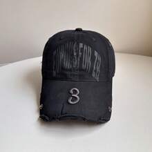 1pc Soft Crown Brand Letter Embroidered Rivet Snapback Cap, Couple Style, Solid Color, Suitable For Spring/Summer Outdoor, Large Head Circumference Wide Brim Sun Hat - Multicolor - View 5