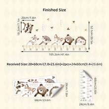 BRUP 1/2/3 Sheets Cute Forest Animals Growth Chart Wall Sticker For Kids Room , Removable Height Measurement Ruler Decal For Nursery Baby Room - Multicolor - View 4