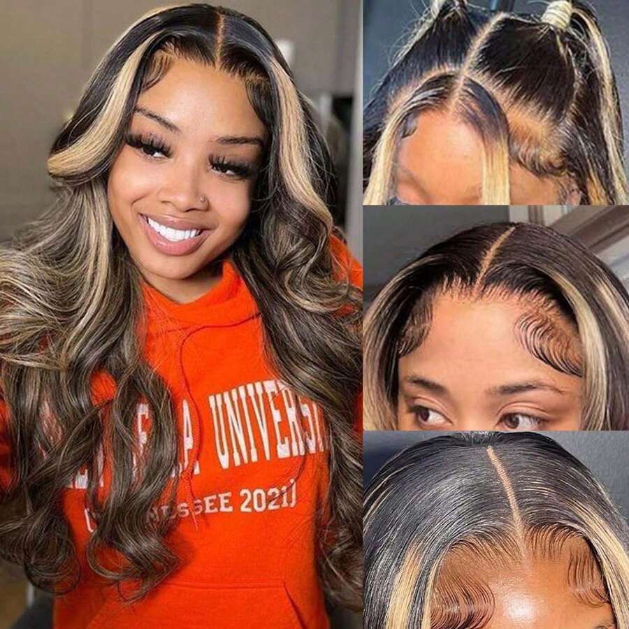 34 Inch Glueless Wigs Human Hair Pre Plucked 1B/27 13x4/13*6 HD Lace Front Wigs Human Hair Glueless 200% Density Body Wave Lace Front Wigs Human Hair With Baby Hair - S1B/27 - 查看 1