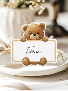 50 piezas Tarjetas de felicitación 3D de oso de peluche, Tarjetas con diseño de oso de peluche, Tarjetas de vacaciones, Tarjetas del Día de San Valentín, Tarjetas de regreso a la escuela, Papelería, Etiquetas plegables en blanco con diseño de lindo oso de peluche marrón, Tarjetas de asiento de estudiante, Tarjetas de compañeros de clase - Multicolor - Ver 7