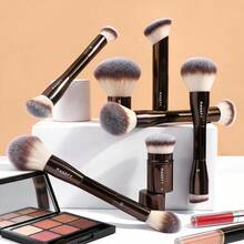 Brochas para Maquillaje Profesional, 7 PCS Brocha de Maquillaje de Doble Punta Kit de Aluminio Perfecto para Regalo Brochas de Maquillaje de Lujo (Marrón) - 1 - Ver 6