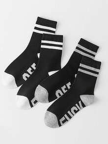 2 Pairs Of Fashionable Versatile Color Matching Foot Letters Socks Street Parallel Bars Breathable Comfortable Four Seasons Unisex Casual Tube Socks, Suitable For Daily Home, Street, Outdoor And So On - Multicolor - View 4