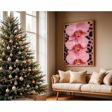 1 Pc Canvas Painting, Pink Orchid Wall Art, Magnificent Leopard Print, And Luxurious Floral Decorations , Wooden Framed Art,High Quality ,Thickness 2. 25cm/1in Thick Wall Art Printed Poster, Cuadros,Directly Hung For Family Gifts, Living Room Decoration, Bathroom Decoration, Bedroom Decoration, Kitchen Decoration, Bar Decoration, Office Decoration. Halloween, Christmas And Valentine's Day Gifts, 2D Flat - 彩色 - 查看 8