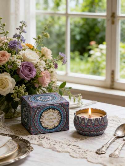 1 st vintagemönstrade doftljus, hemdoft, med en behaglig och rik arom. De kan användas som presenter till kvinnor och även som heminredning. Lämpliga för dekoration och aromaterapi i vardagsrum/sovrum/badrum