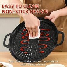 烤盘，不粘小麦米石锅，多功能燃气/电磁炉锅，适用于煎鱼、煎肉和炒菜——时尚波浪设计，是露营、野餐和户外烹饪的完美之选。