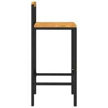 Tabourets de bar vidaXL, lot de 4, noir, en polyrotin et bois d'acacia massif - Noir - Voir 5