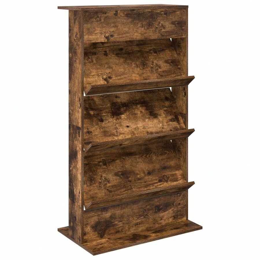 vidaXL Estante para revistas con estante marrón fumé 70 x 41 x 126 cm - Marrón - Ver 1