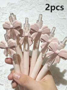 2pcs/6pcs, Fresh Ins Style Bow Tie Push-Button Neutral Pen 0.5mm Ballpoint Pen, High Quality Pressurized Round Pen, Student & Girl Gift Pen, Cute Pink Bow Tie Design, Party Favor - Black - View 7
