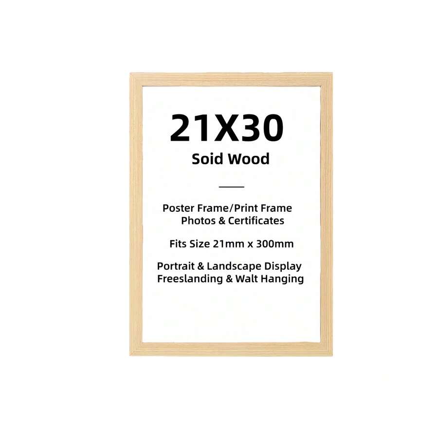 1pc A4 Size Wall-Mounted Photo Frame, Minimalist Style, Lightweight Material, Suitable For Bedroom, Study, Hallway Wall Decoration, A4 Photo Frame - Wood Color - View 1
