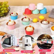 50个金色箔纸杯蛋糕衬垫，3.5盎司一次性纸杯蛋糕烘焙杯，彩色箔纸松饼衬垫，金属烘焙包装纸，适用于婚礼、圣诞节、节日派对、生日、情人节等场合。 - 彩色 - 查看 5