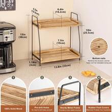 Countertop Coffee Station Organizer, 2 Tier Wooden Shelf For Coffee Bar Accessories, Condiment Storage Caddy For Kitchen, Home, Office,Coffee Bar Accessories,Coffee Bar - Brown/Black - 棕色 - 查看 2
