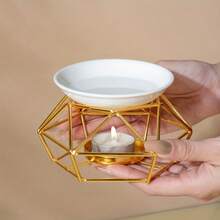 1PC Iron Art & Ceramic Aromatherapy Burner - Candle-Heated Essential Oil Lamp, Air Purifying & Soothing Fragrance Lamp - Multicolor - View 7