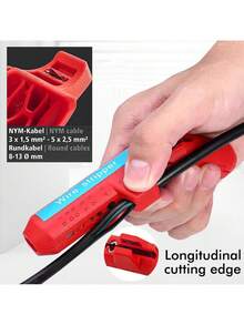 1pc Multi-Functional Cable Stripper Pliers, Portable Bent Handle Wire Stripping Cutter, Electrician Stripping & Cutting Pliers, Manual Tool, Black & Red - Multicolor - View 8