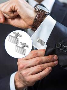 男士袖扣 - 2/8 件装男士袖扣，时尚男士袖扣，银色袖扣，适合送给父亲、丈夫、男友、办公室人士或作为结婚礼物 - 彩色 - 查看 7