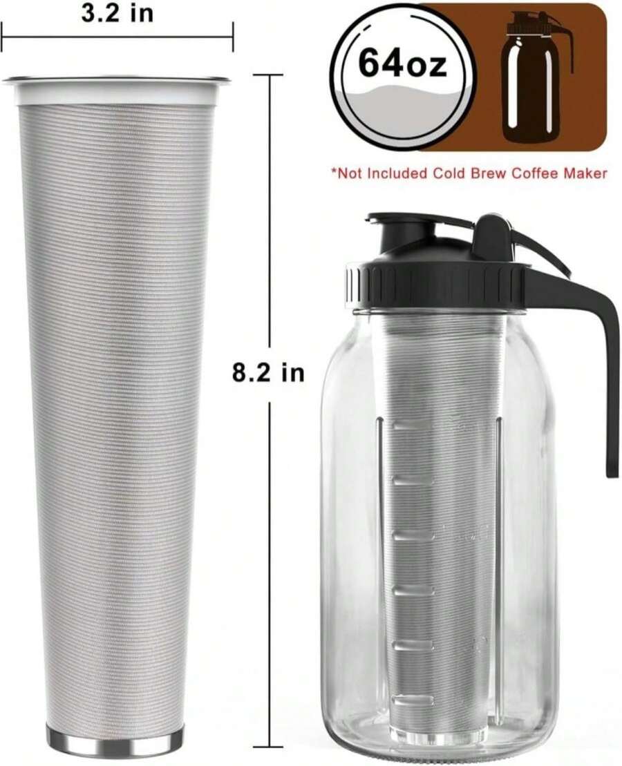 Cold Brew Coffee Filter For 32oz Wide Mouth Mason Jars, Fine Mesh, 304 Stainless Steel Strainer With Seal Ring, Reusable Cold Brew Filter For Iced Coffee Maker, Sun Tea And More - ColorB - View 1