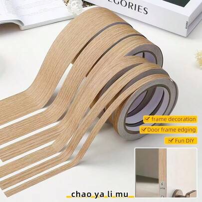 1 miếng dán viền vân gỗ tự dính - Chất liệu PVC dày, thích hợp để trang trí đồ nội thất và khung cửa tủ, decal dán tường trang trí nhà cửa, trang trí phòng ngủ, trang trí nhà bếp, trang trí nhà.
