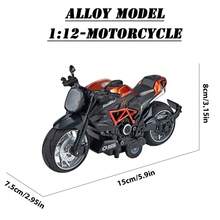 Alloy Model 1:12-Motorcycle - With Sound And Light Effects, And Pull-Back Action. - Ideal For Office Desk Decor.