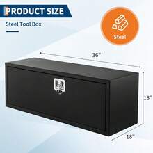 Caja de Herramientas para Camión con Candado y Llaves, Acero Resistente Impermeable, Organizador para Camioneta Caja de Camión RV Remolque, Negro - 36 x 18 x 18 pulgadas - Ver 2