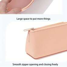 1pc Minimalist Silicone Pencil Case, Student Stationery Box Also Suitable For Travel Toiletry Makeup Bag, Solid Color Pen Pouch, Portable & Dirt-Resistant - Multicolor - View 8