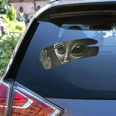 1pc 3D Alien Crack Car Sticker - Self-Adhesive PVC Vinyl Racing Decal For Covering Scratches, Creative Decoration For Windows/Walls/Laptops