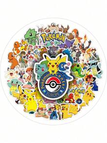50pcs Pokemon Pikachu Cartoon Stickers, Cute Pocket Monsters Melody DIY Notebook Laptop Decorative Stickers, Gift For Children And Girls - Multicolor - View 6