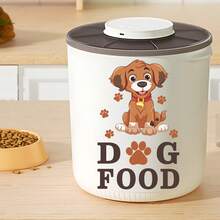 1pc Cartoon Puppy Paw Print Dog Food Container With "DOG FOOD" Label, Airtight Pet Food Storage Bin, Cute Pet Supplies - Multicolor - View 1