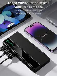 Power Bank Batería Portátil 20000mah  Carga rápida 4 cables incorporados Pantalla LED digital cargador portátil - Multicolor - Ver 4