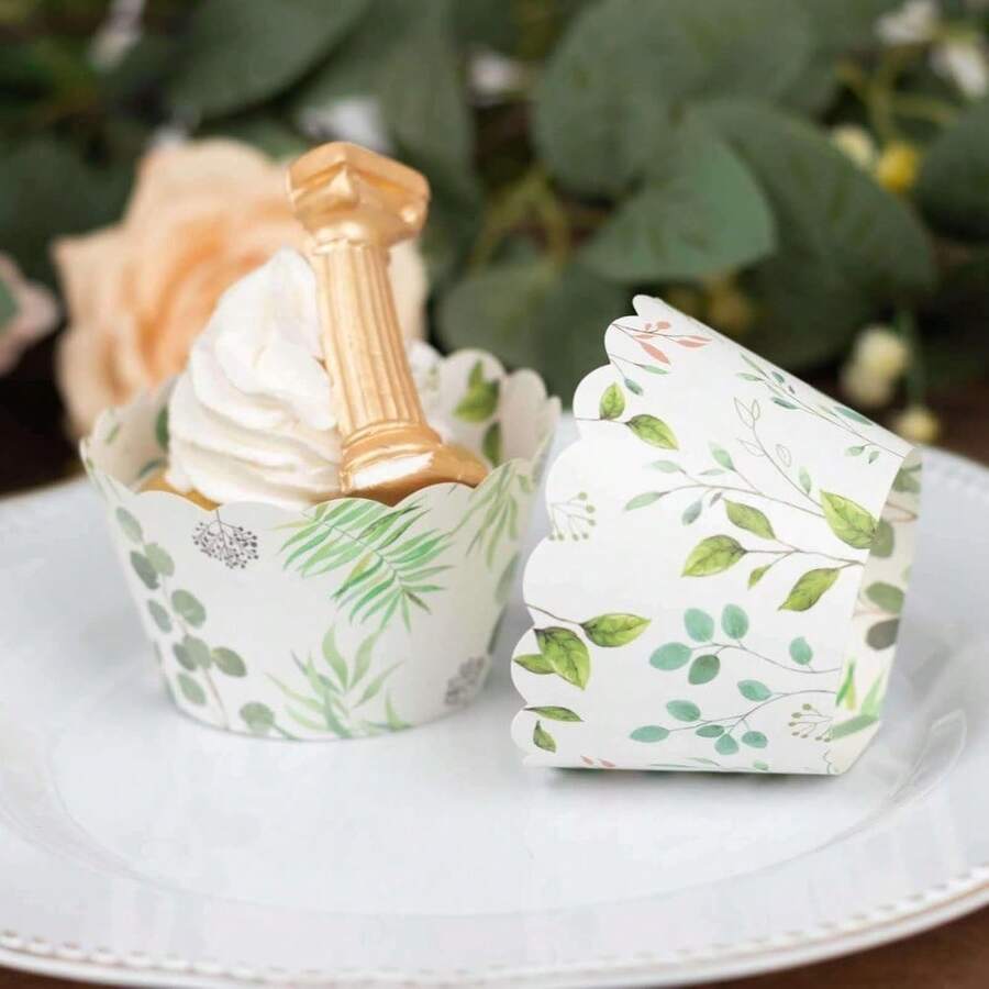 50 Pack 4" Mini Metallic Gold Butterfly Truffle Cup Dessert Liners Square Cupcake Tray Wrappers 225GSM Party Baking Supplies - màu xanh lá - Xem 1
