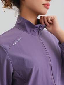 Women's Lightweight Breathable UV Protection Jacket, Outdoor Sports Quick Dry Fashionable Printed Casual Windbreaker For Summer Spring - Purple - View 8