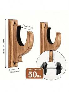 2个装木质壁挂式展示收纳架，尺寸为19.8厘米/7.8英寸*5.6厘米/2.2英寸*4.8厘米/1.89英寸