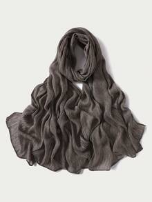 1件装女士纯色褶皱100%人造丝围巾，时尚休闲头巾/头巾 - 多色 - 查看 14