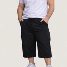 Bermuda Cargo Masculina Plus Size G1 Ao G4 Sarja Algodão - Preto - Visão 8