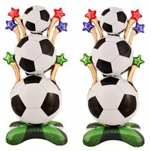 1PC/2Pcs Standing 5-Star Football, Football Balloon, Suitable For Football Field Decoration, Sports Theme Party Supplies, Birthday Party Decoration, Football Theme Party, Sports Event Party Supplies - Multicolor - View 7