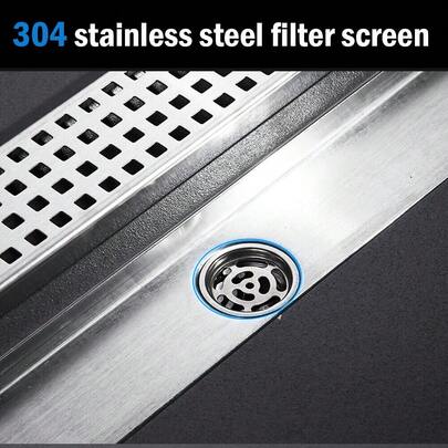 60cm Stainless Steel Linear Shower Drain With Filter Screen Hair Strainer, Gravity Self-Closing Odor & Insect Proof Floor Drain Channel For Bathroom Kitchen Garage Basement & Wet Areas