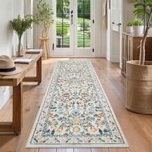 Hodeffior Floral Area Rugs Living Room, Modern Decor Washable Rugs, Foldable Farmhouse Carpet For Kitchen, Non-Slip Indoor Floor Mat For Entrance Hallway - Green - View 3