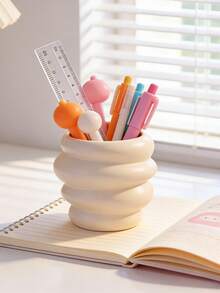 1pc Cute Pen Holder, Creative Desktop Pen Organizer Box, Pencil And Stationery Storage Container, Desktop Accessory Organizer, Classroom Storage Tool, Back To School Supplies, Home Office Desk Decor, Multi-Function Pen Holder Stand - Multicolor - View 5