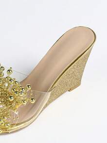 Sexy Nightclub Fashion Casual Versatile Romantic Elegant Party & Daily Wear Open Toe Women Platform Slide Sandals - Gold - View 8