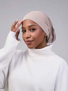 1pc Women's Classic 2-In-1 Turban Headscarf & Non-Slip Hair Clip, Pleated Design, High-Elasticity Jersey Fabric, Moisture-Wicking & Breathable, Suitable For Muslim Daily Life And Gatherings - Multicolor - View 7