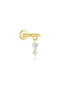 1 brinco de prata esterlina 925 em formato de coração com base plana, banhado a ouro 18K, hipoalergênico, para uso diário no tragus, hélix e orelha. - Ouro - Ver 14