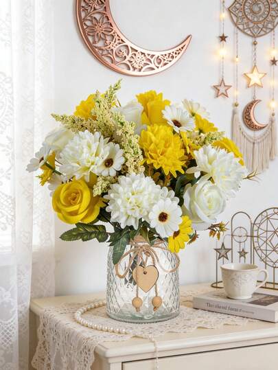 1/3 Pcs 13.8" Artificial Silk Chrysanthemum, Rose, Daisy Flowers, Realistic Flowers, Valentine's Day Gift, DIY Wedding Bouquet, Party, Home Living Room, Kitchen, Garden, Hotel, Office Decor, Thanksgiving Decor, DIY Wreath, Gift, Tabletop Centerpiece, Birthday Decor, Indoor Outdoor Decor, Loose Fake Plastic Flowers, Vase Decor, Farmhouse Home Decor, Boho Wedding